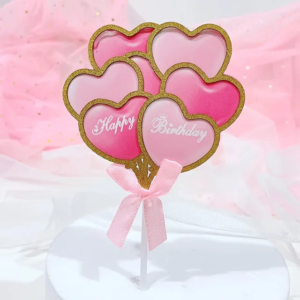 Heart Paper Cake Topper Pink