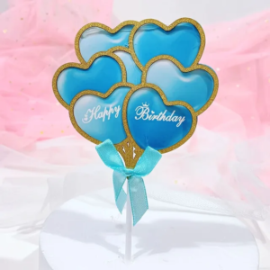 Heart Paper Cake Topper Sky Blue