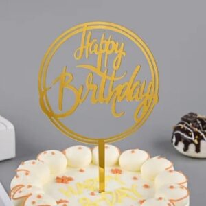 Birthday Cake Topper Golden HBD-009
