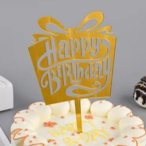 Birthday Cake Topper Golden HBD-008