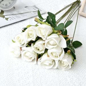 Artificial White Rose Bud 1 Stick