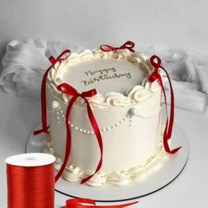 Satin Ribbon 3mm | 800 yard | Red Cake Bow