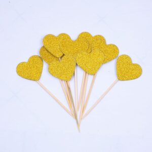 7pcs Golden Glitter Heart Stick