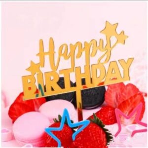 Birthday Cake Topper Golden Star HBD-012