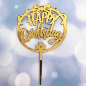 Birthday Cake Topper Golden Flower HBD-014