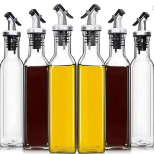 Glass Oil and Vinegar Dispenser Bottles – Set of 2 with Pour Spouts