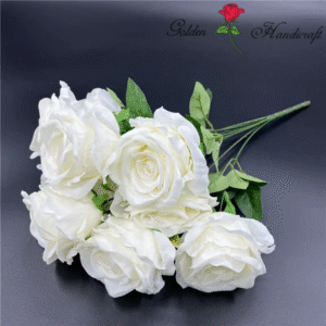 Artificial White Rose 1 Stick With Leaf