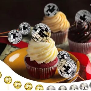 Silver Diamond Ball Cake Topper  12 Pcs Set (