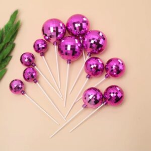 Pink Diamond Ball Cake Topper  12 Pcs Set