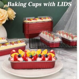 RED 5pcs Takeaway 200ml Rectangle Linear with Lid