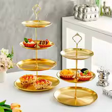 3-Tier Golden Dessert Stand / Serving Tray