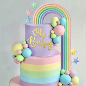 25 pcs Rainbow Theme Cake Topper Set