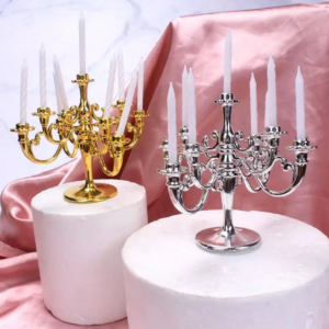 Silver Candle Holder Cake Topper